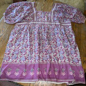 MILLE Liesl Floral Cotton Babydoll Dress/pink blue print/very pretty/XL